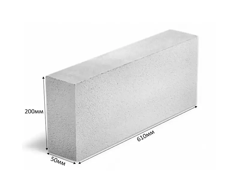 Блок  50*200*610  500-2,7  PORISTON  360шт/2,196 м3