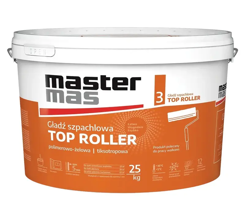 Шпаклівка полімерно гелева тиксотропна MASTERMAS TOP ROLLER 25кг відро
