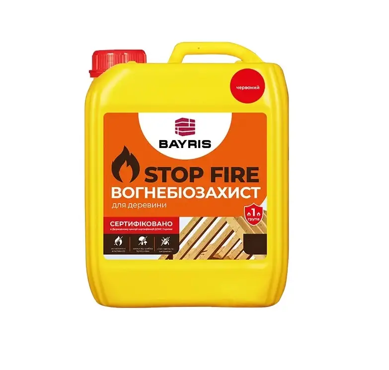 Вогнебіозахист Stop Fire Червоний 10л БАЙРІС