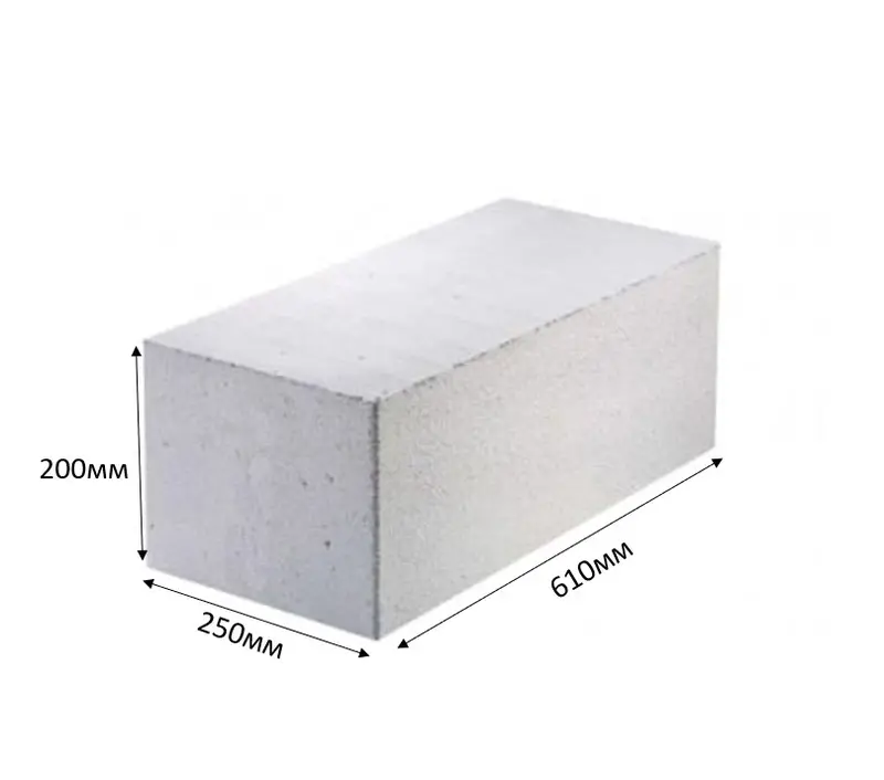 Блок 250*200*610 500 AEROK PORISTON 70шт/2,135м3