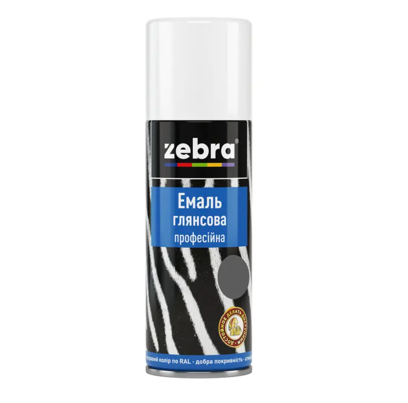 Аерозоль Емаль глянсова 400мл ZEBRA  темно-сірий