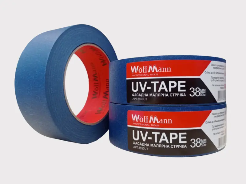 Стрічка малярна СИНЯ фасадна  38мм*50м UV-TAPE WoffMan